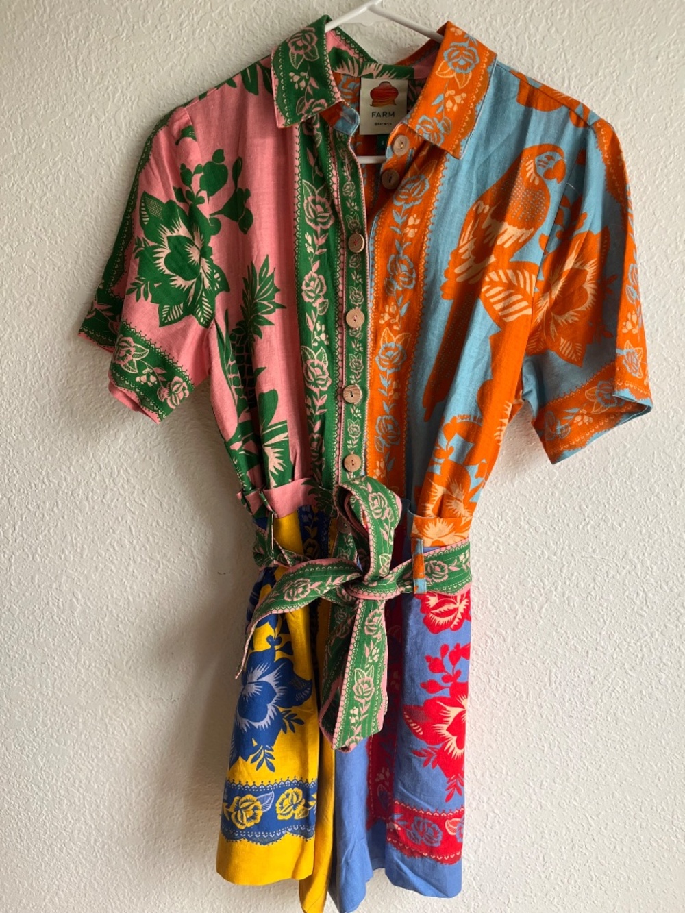 🌺 FARM Rio Tropical Patchwork Print Romper | Size Small 🌺 - Picture 3 of 5